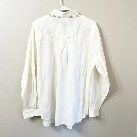 Vtg 80s Jantzen Womens White Button Up Shirt Size XL Embroidered Floral Cottage - Picture 3 of 10